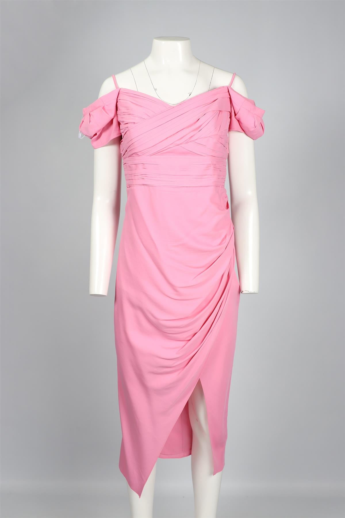 SELF-PORTRAIT PINK CREPE MIDI DRESS UK 12