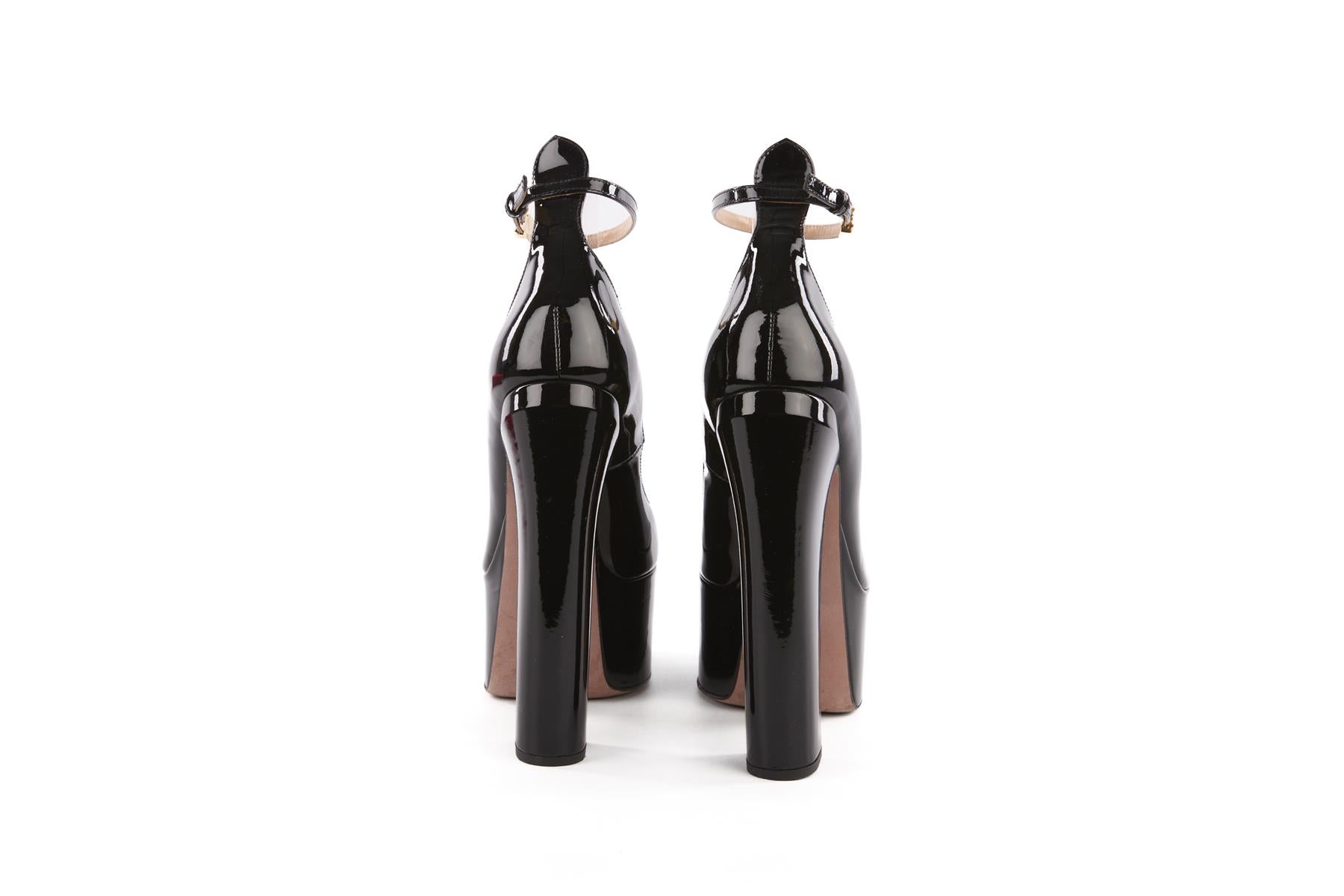 VALENTINO GARAVANI BLACK TAN-GO PATENT LEATHER PLATFORM PUMPS EU 39 UK 6 US 9