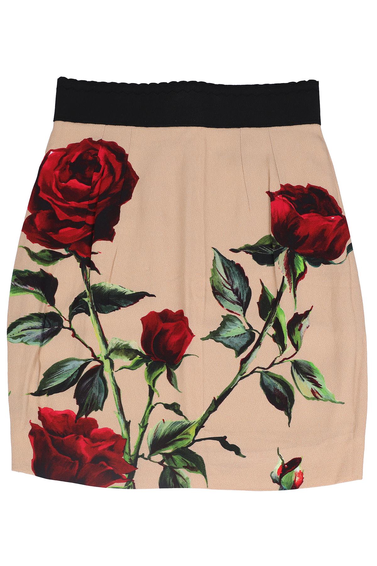 DOLCE & GABBANA FLORAL PRINT SILK BLEND MINI SKIRT IT 38 UK 6