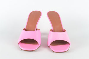AMINA MUADDI PINK LEATHER MULES EU 38 UK 5 US 8