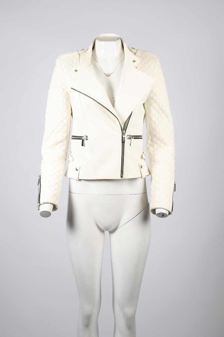 BARBARA BUI LEATHER BIKER JACKET FR 40 UK 12