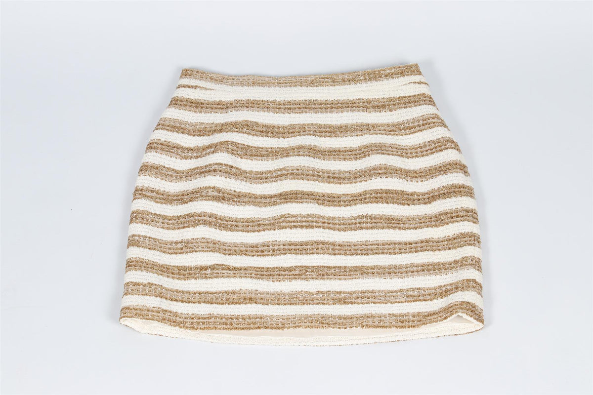 ALESSANDRA RICH GOLD AND WHITE COTTON MINI SKIRT IT 38 UK 6