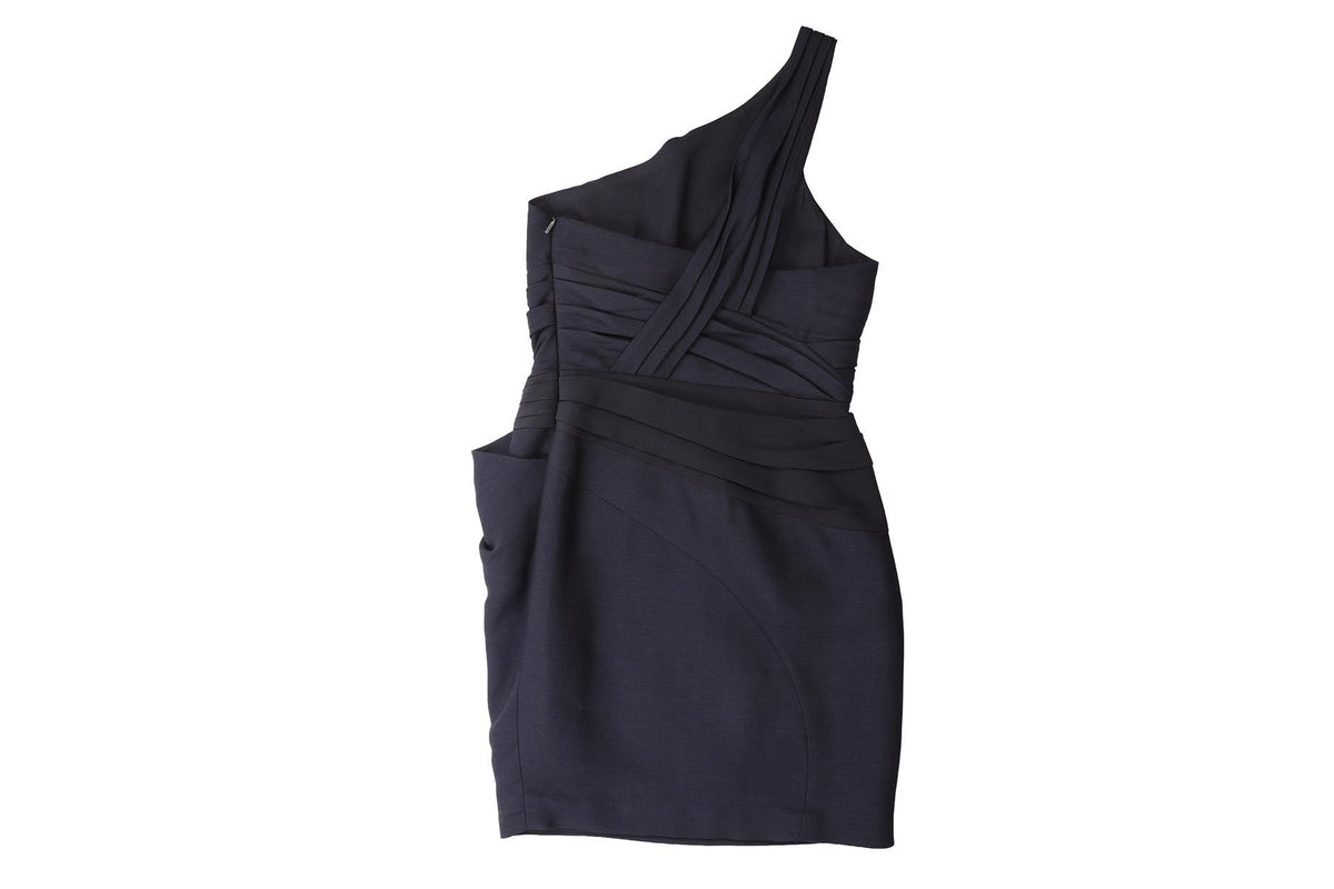VERSACE NAVY SILK MINI DRESS IT 42 UK 10