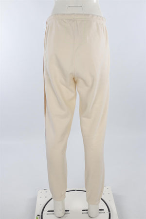 AVIATOR NATION CREAM COTTON TRACK PANTS MEDIUM
