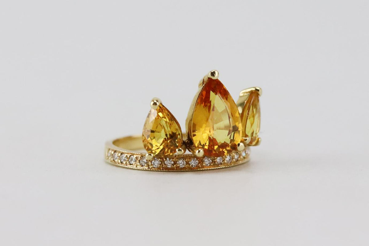 JACQUIE AICHE 14K YELLOW GOLD PETAL STACK RING 16.5 MM