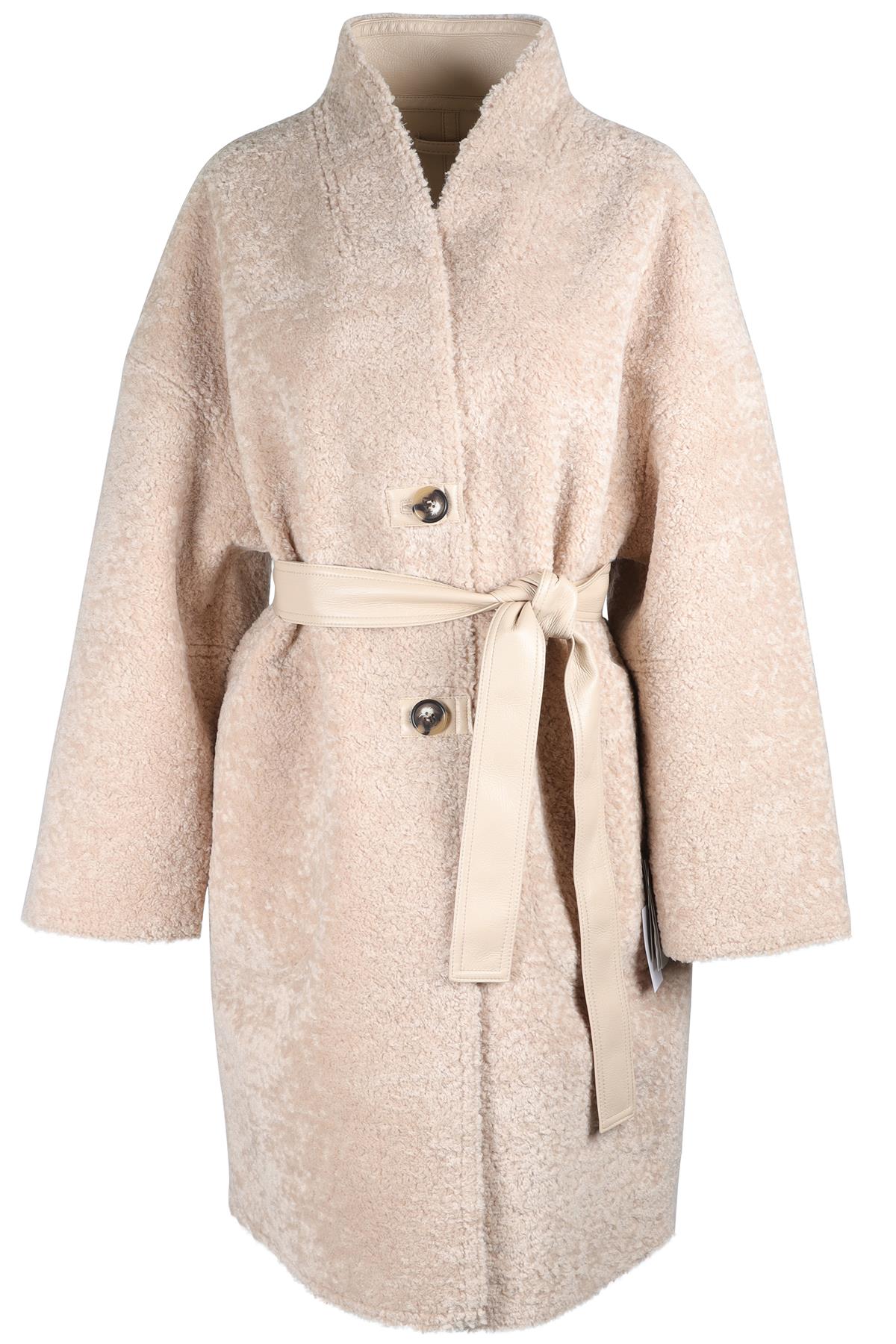 VANESSA BRUNO BEIGE FAUX SHEARLING COAT LARGE