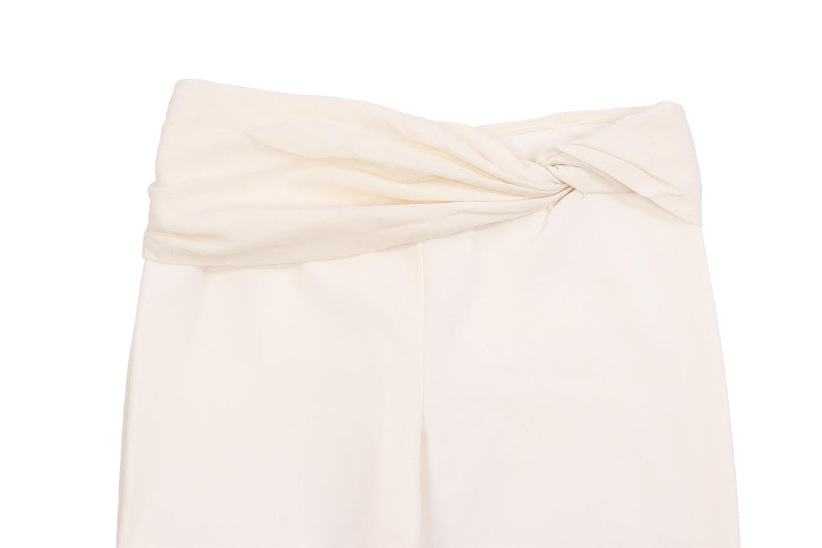 VERSACE IVORY VINTAGE SILK STRAIGHT LEG PANTS IT 38 UK 6