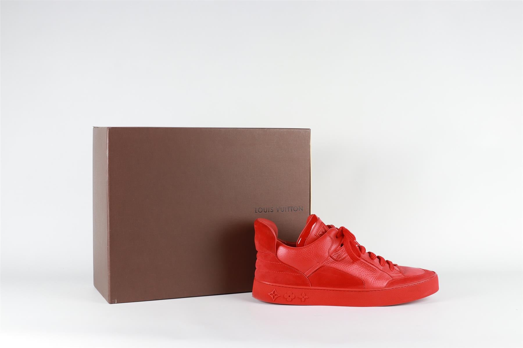 LOUIS VUITTON + KANYE WEST RED MEN'S DON LEATHER AND SUEDE SNEAKERS EU 43 UK 8.5 US 9.5