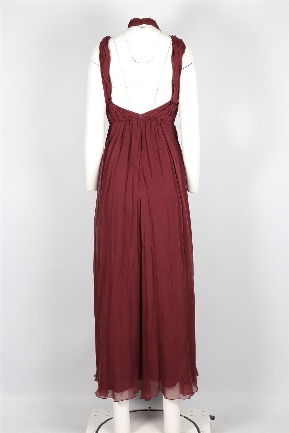 MATTHEW WILLIAMSON BURGUNDY SILK MAXI DRESS UK 10