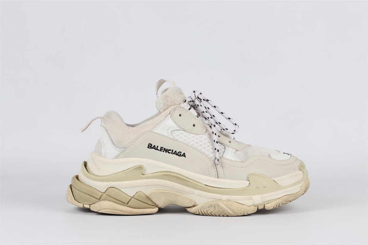 BALENCIAGA ECRU TRIPE S SUEDE SNEAKERS EU 38 UK 5 US 8