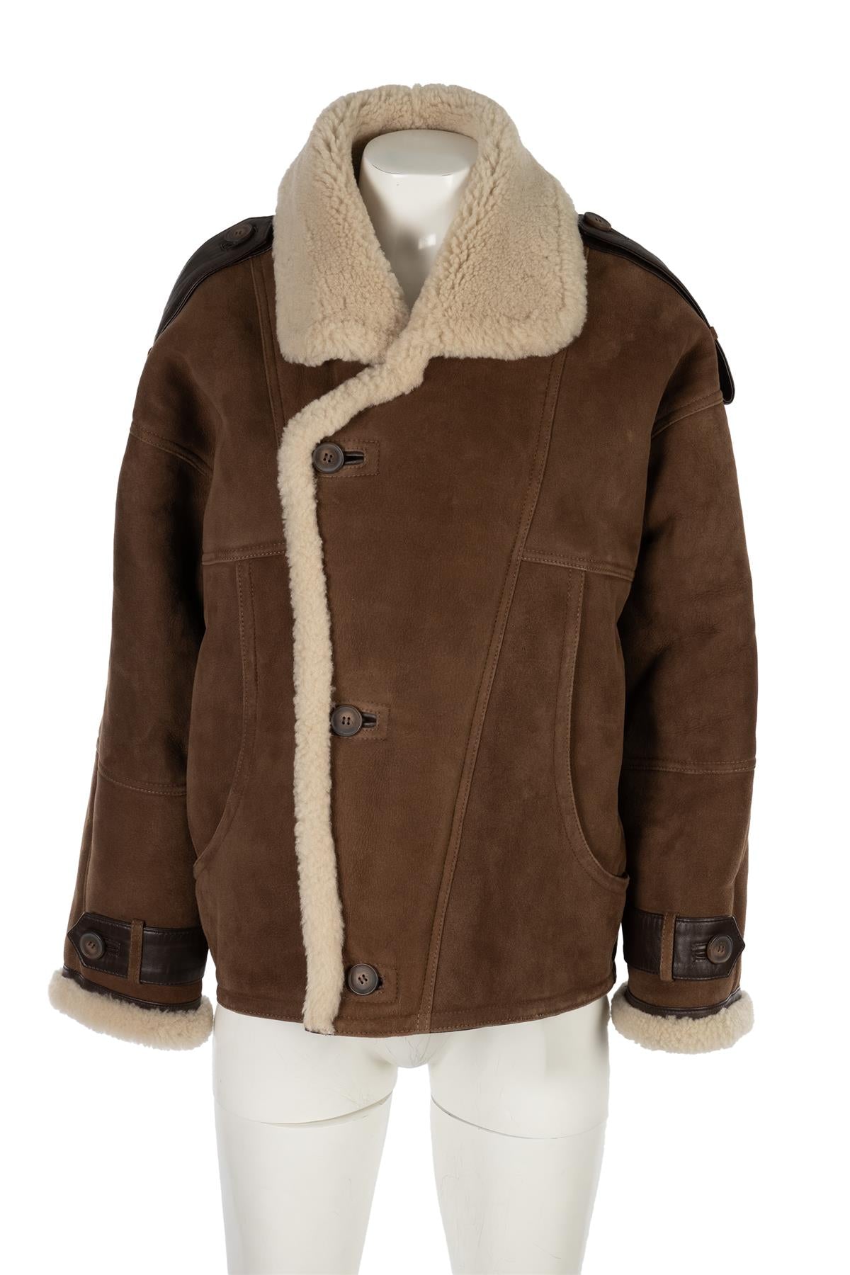 MEOTINE BROWN ZOE SUEDE AND SHEARLING JACKET XSMALL - SMALL