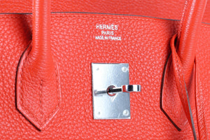 HERMÈS RED 2013 BIRKIN 35 CM TOGO LEATHER BAG IN CAPUCINE