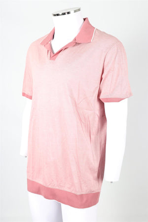 LORO PIANA PINK MEN'S COTTON POLO SHIRT XXLARGE