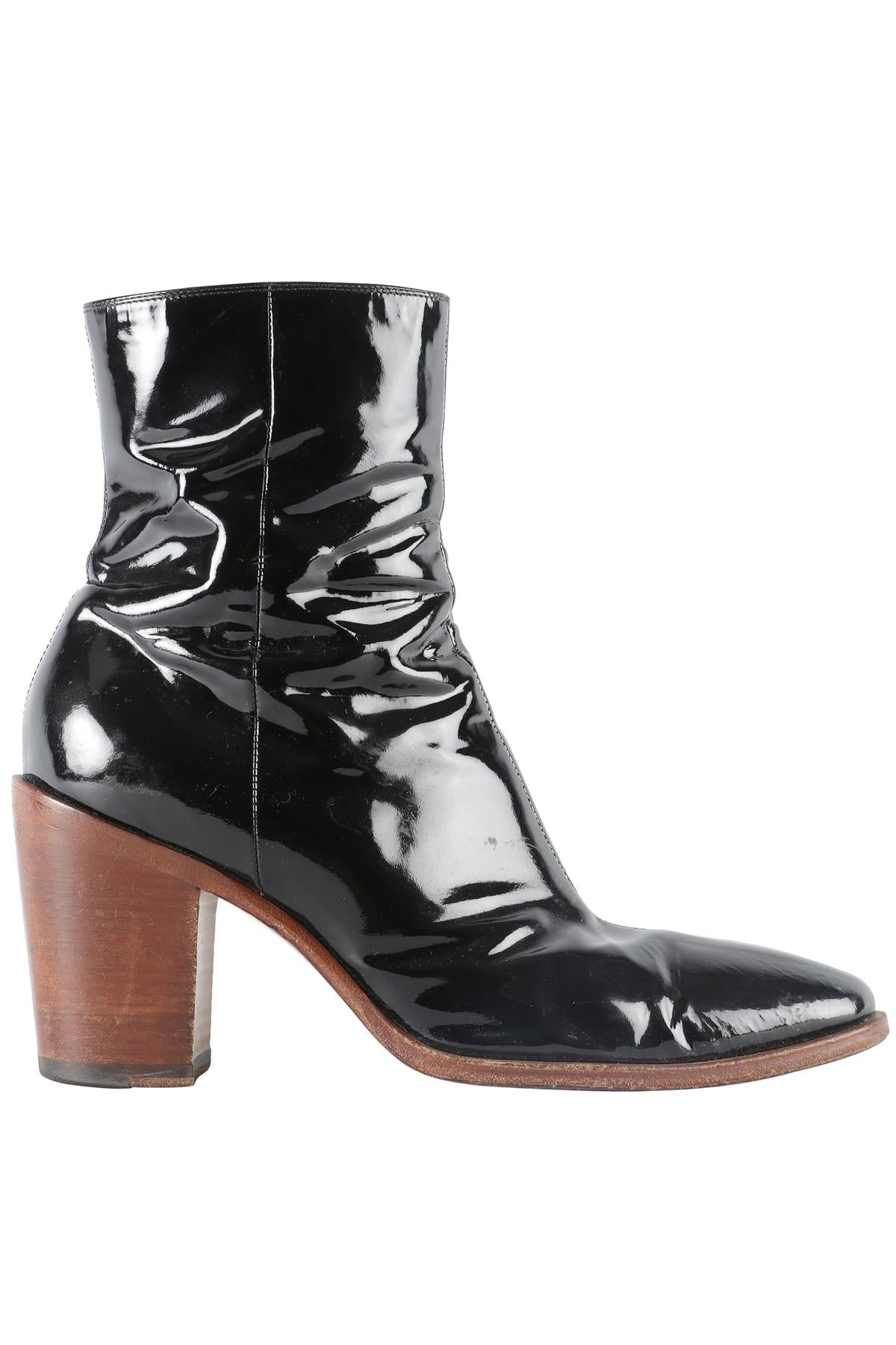 CELINE BLACK PATENT LEATHER ANKLE BOOTS EU 40 UK 7 US 10