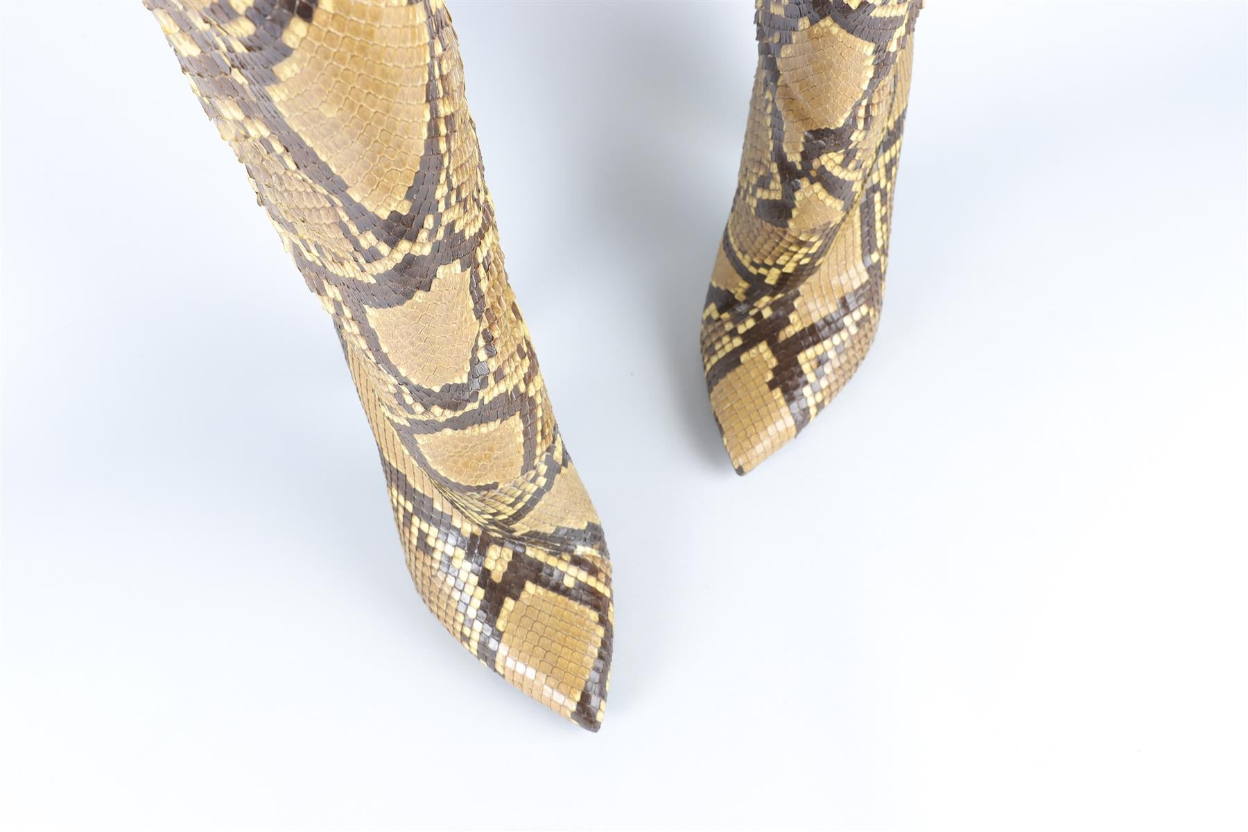 SAINT LAURENT YELLOW SNAKESKIN KNEE HIGH BOOTS EU 39.5 UK 6.5 US 9.5