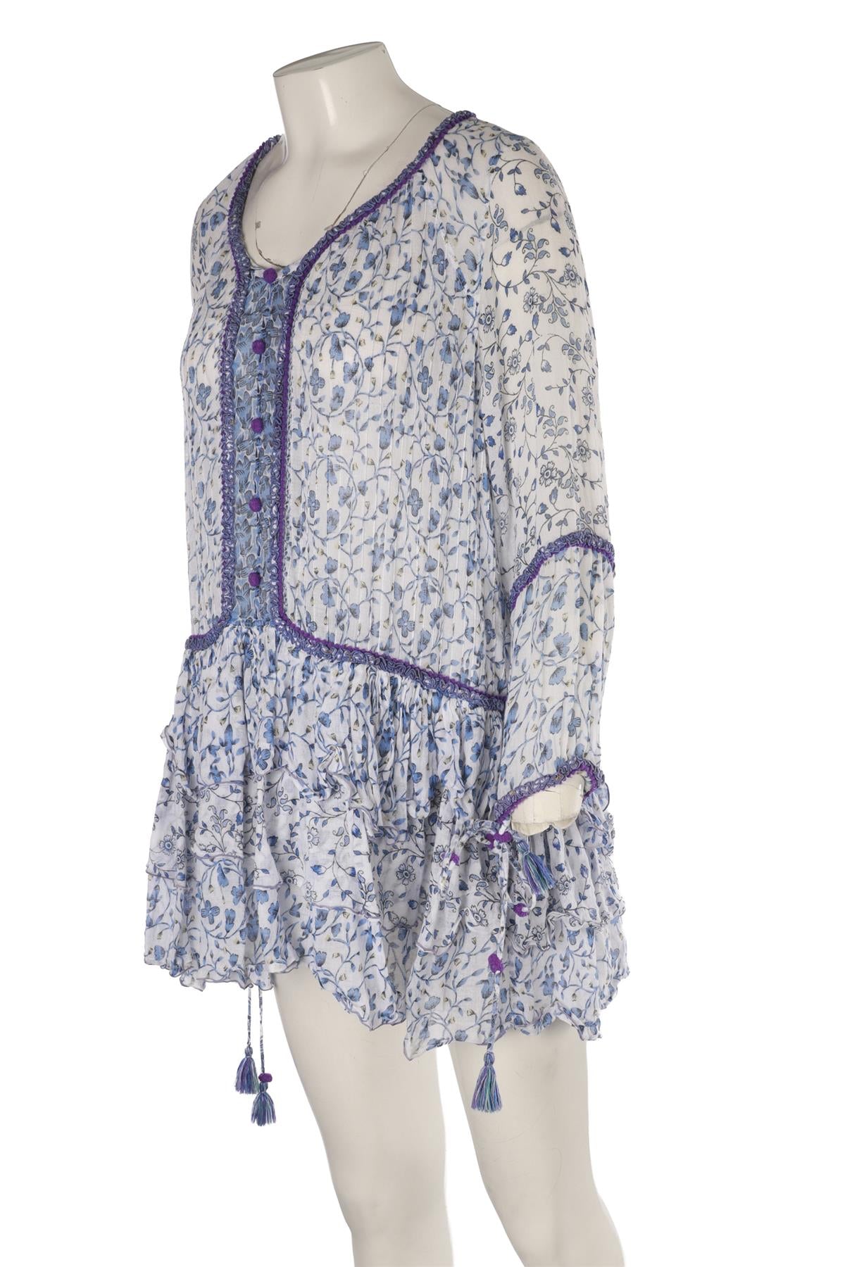 POUPETTE ST BARTH BLUE COTTON MINI DRESS MEDIUM