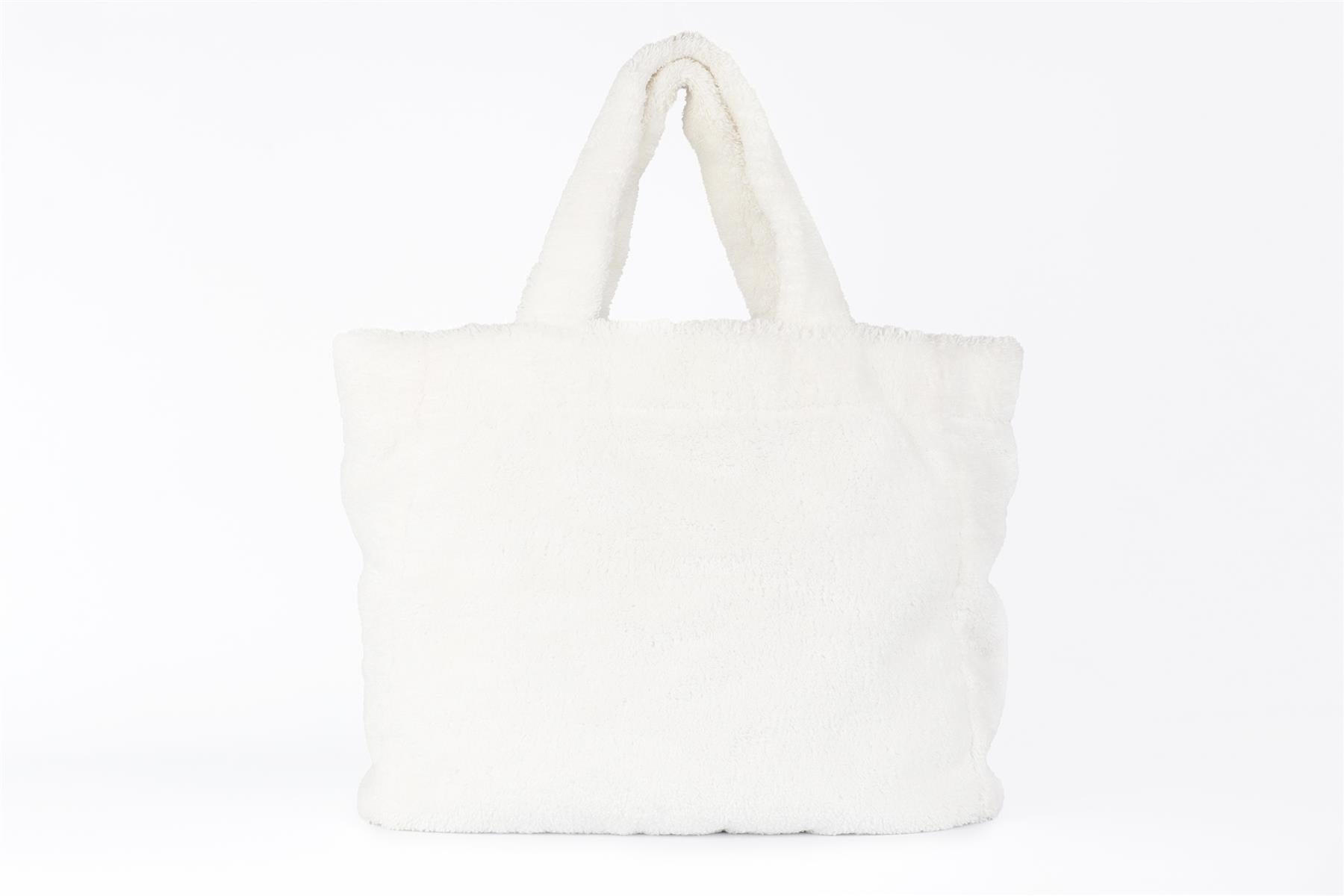 PRADA WHITE TERRY CLOTH TOTE BAG