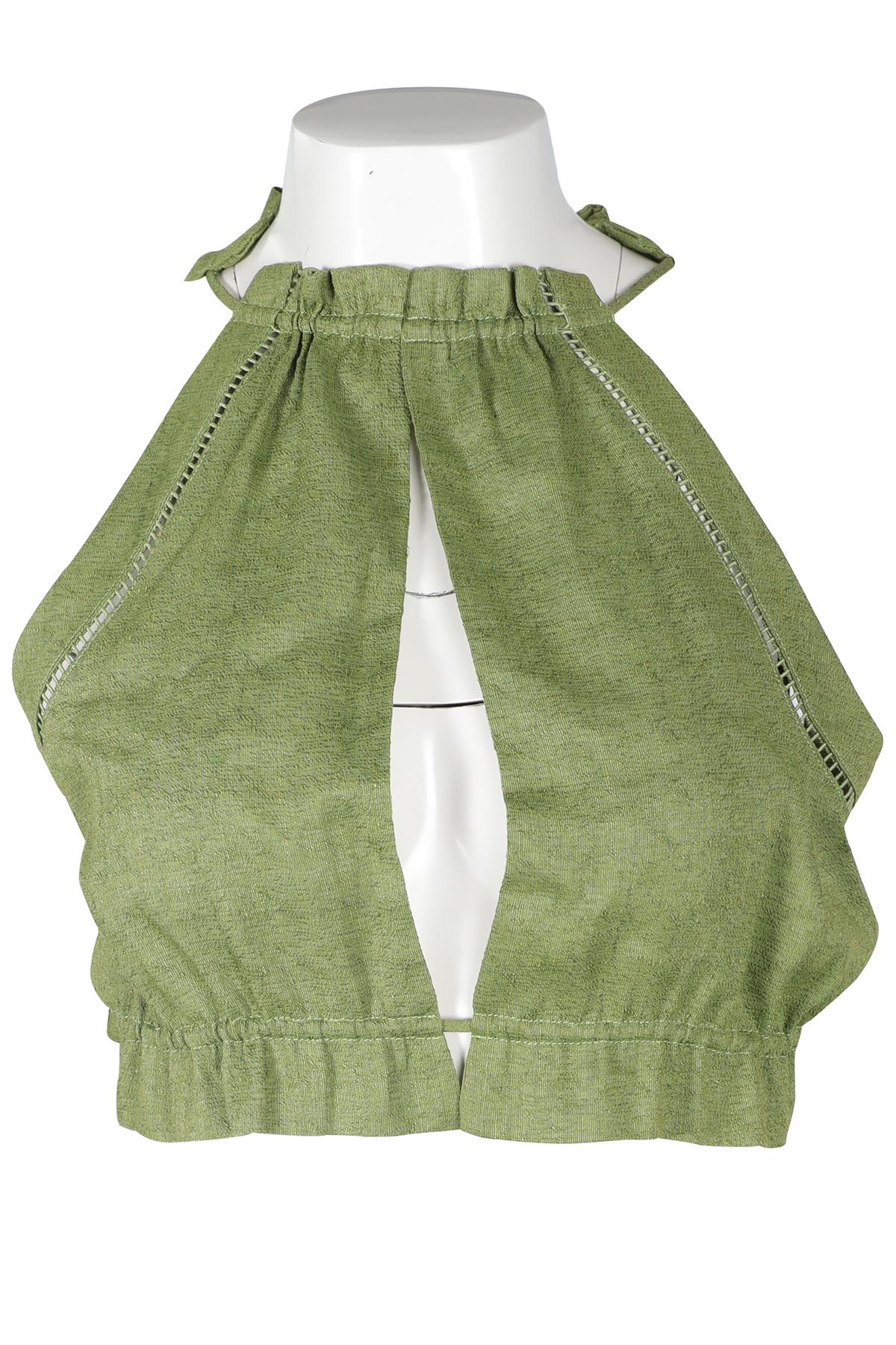 CULT GAIA GREEN SILK TOP MEDIUM