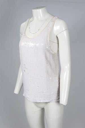 CHLOÉ WHITE SEQUIN TOP LARGE
