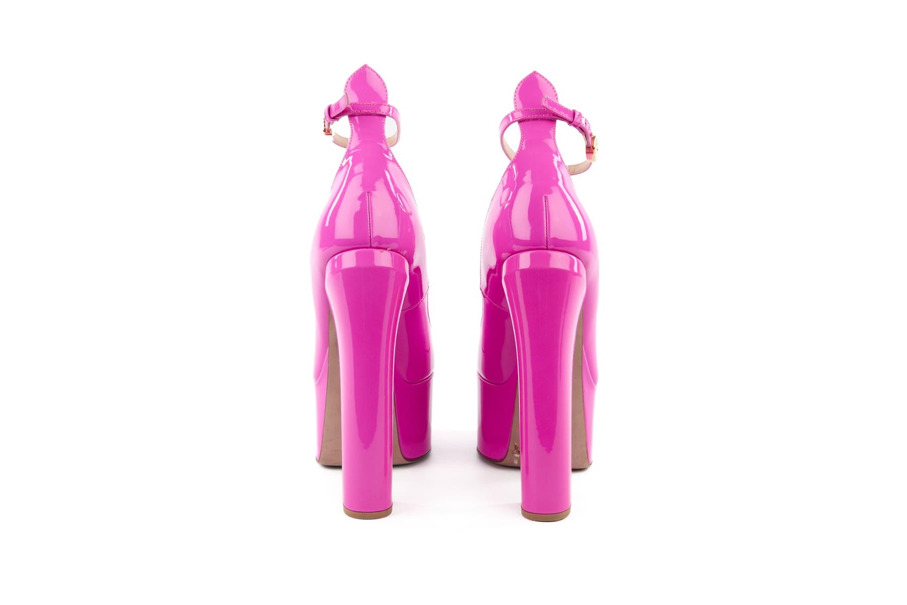 VALENTINO GARAVANI PINK TAN-GO PATENT LEATHER PLATFORM PUMPS EU 39 UK 6 US 9