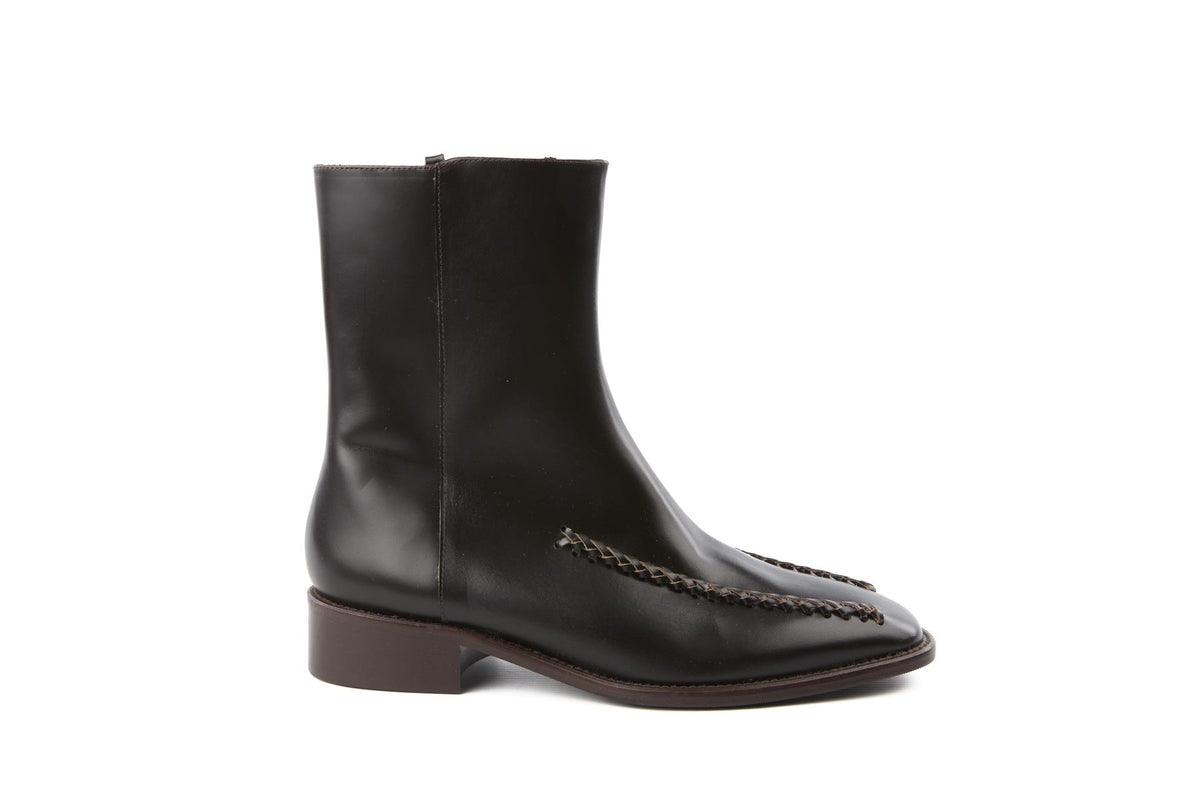 HEREU BROWN LEATHER ANKLE BOOTS EU 38 UK 5 US 8