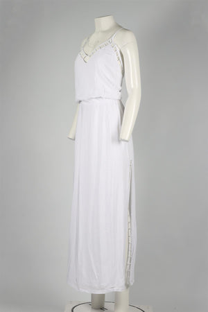 VIX PAULA HERMANNY WHITE WOVEN MAXI DRESS MEDIUM