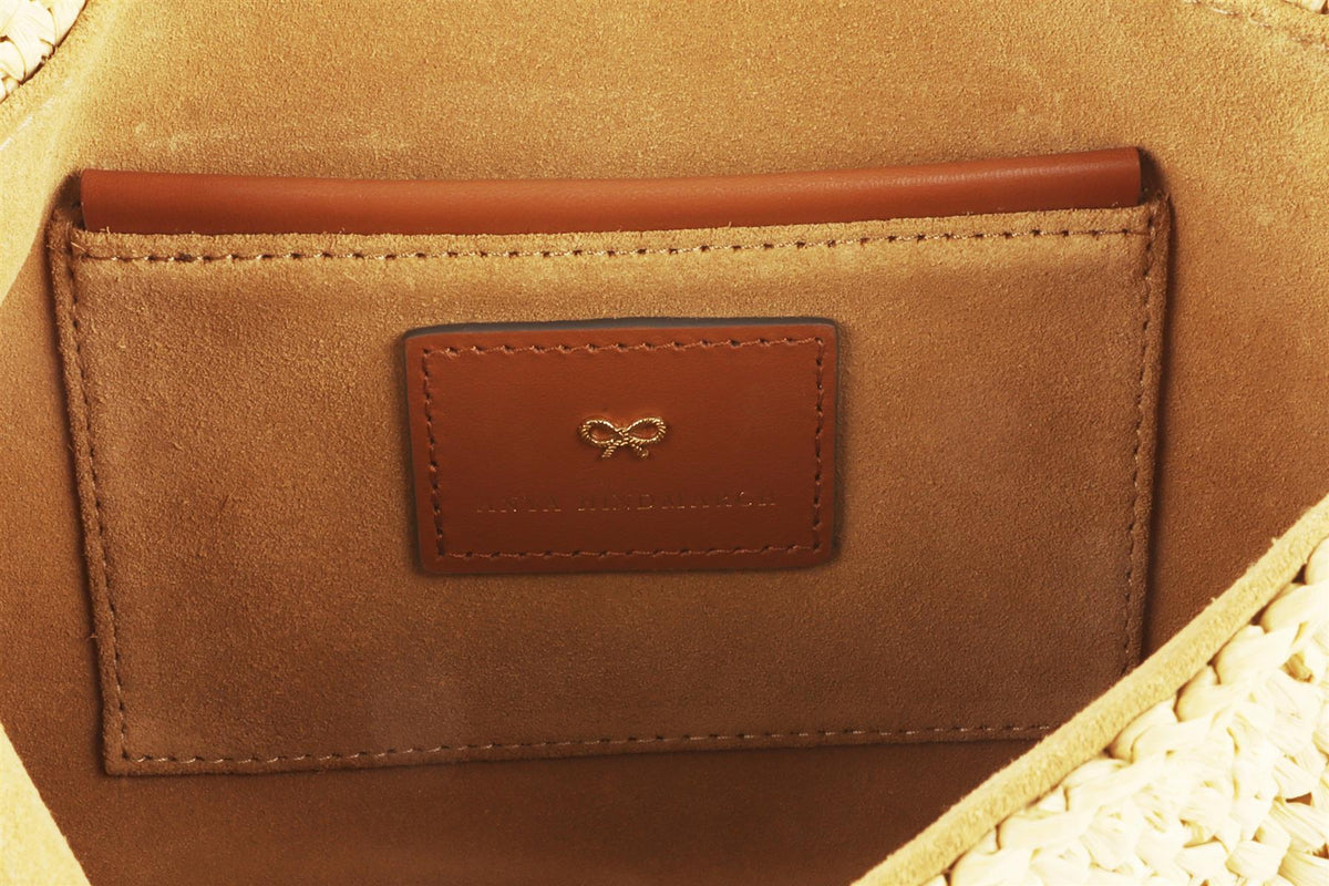 ANYA HINDMARCH BEIGE RAFFIA CLUTCH