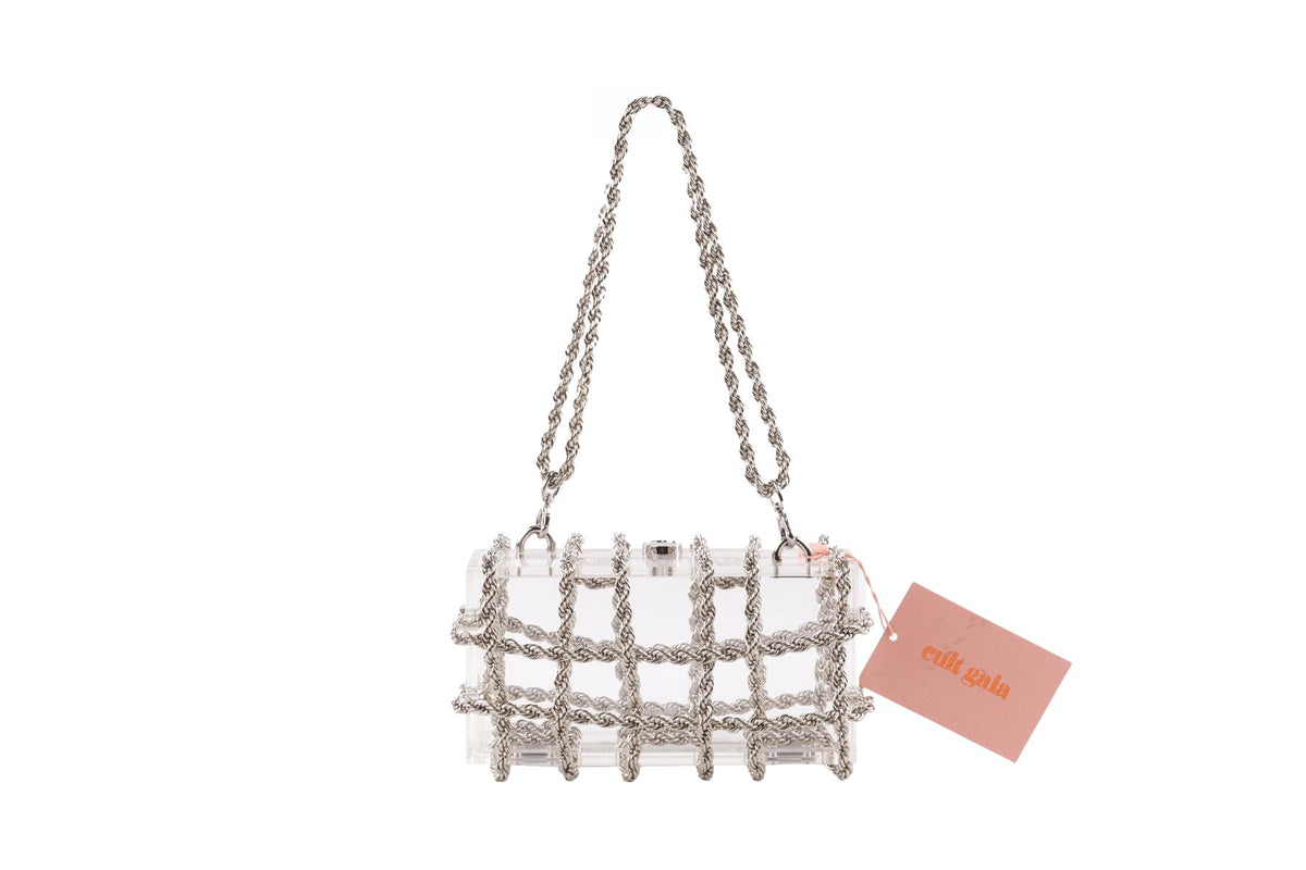 CULT GAIA SILVER BESS PERSPEX SHOULDER BAG
