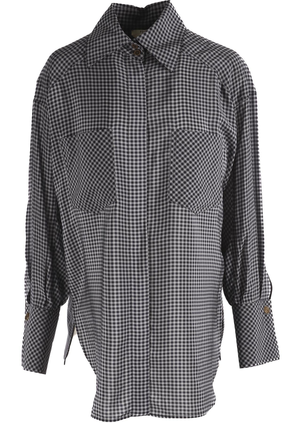 FENDI BLUE SILK SHIRT IT 38 UK 6