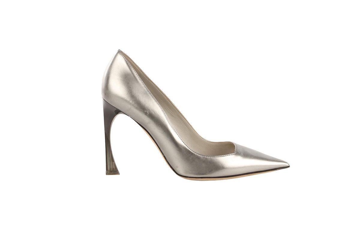 CHRISTIAN DIOR SILVER LEATHER PUMPS EU 37 UK 4