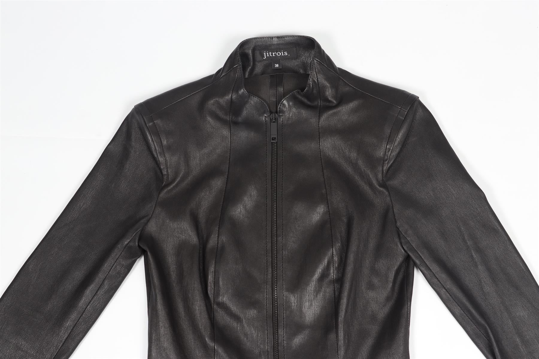 JITROIS BLACK LEATHER JACKET FR 38 UK 10