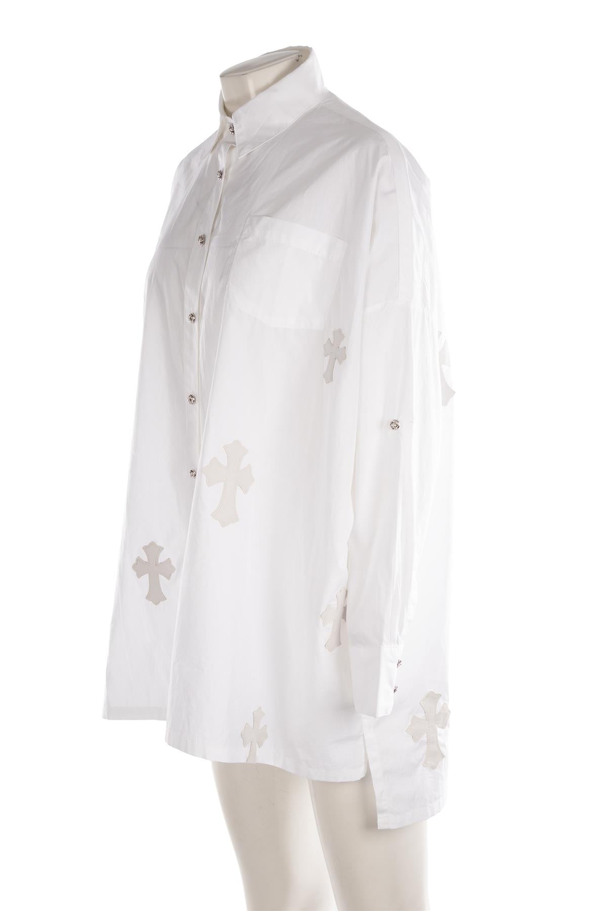 CHROME HEARTS WHITE COTTON SHIRT MEDIUM
