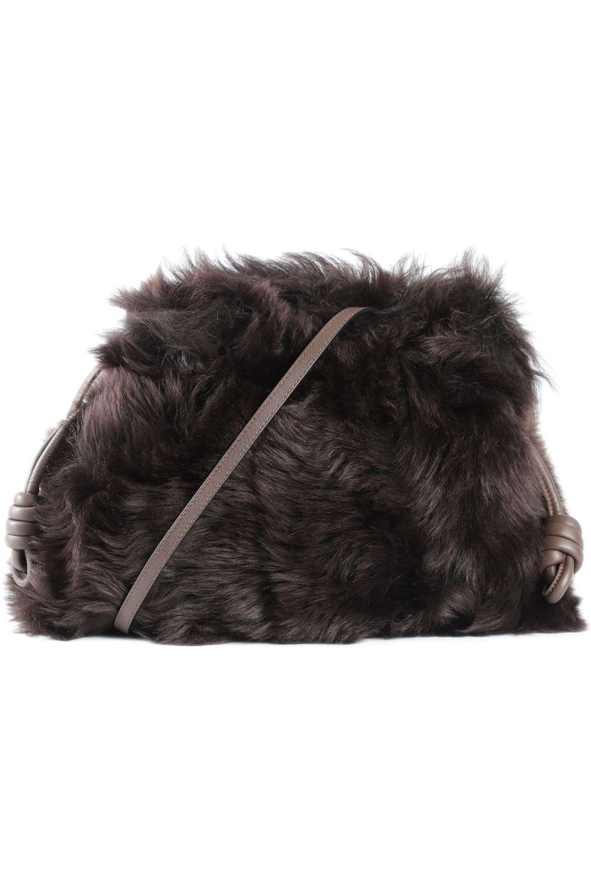 LOEWE BROWN FLAMENCO SHEARLING SHOULDER BAG