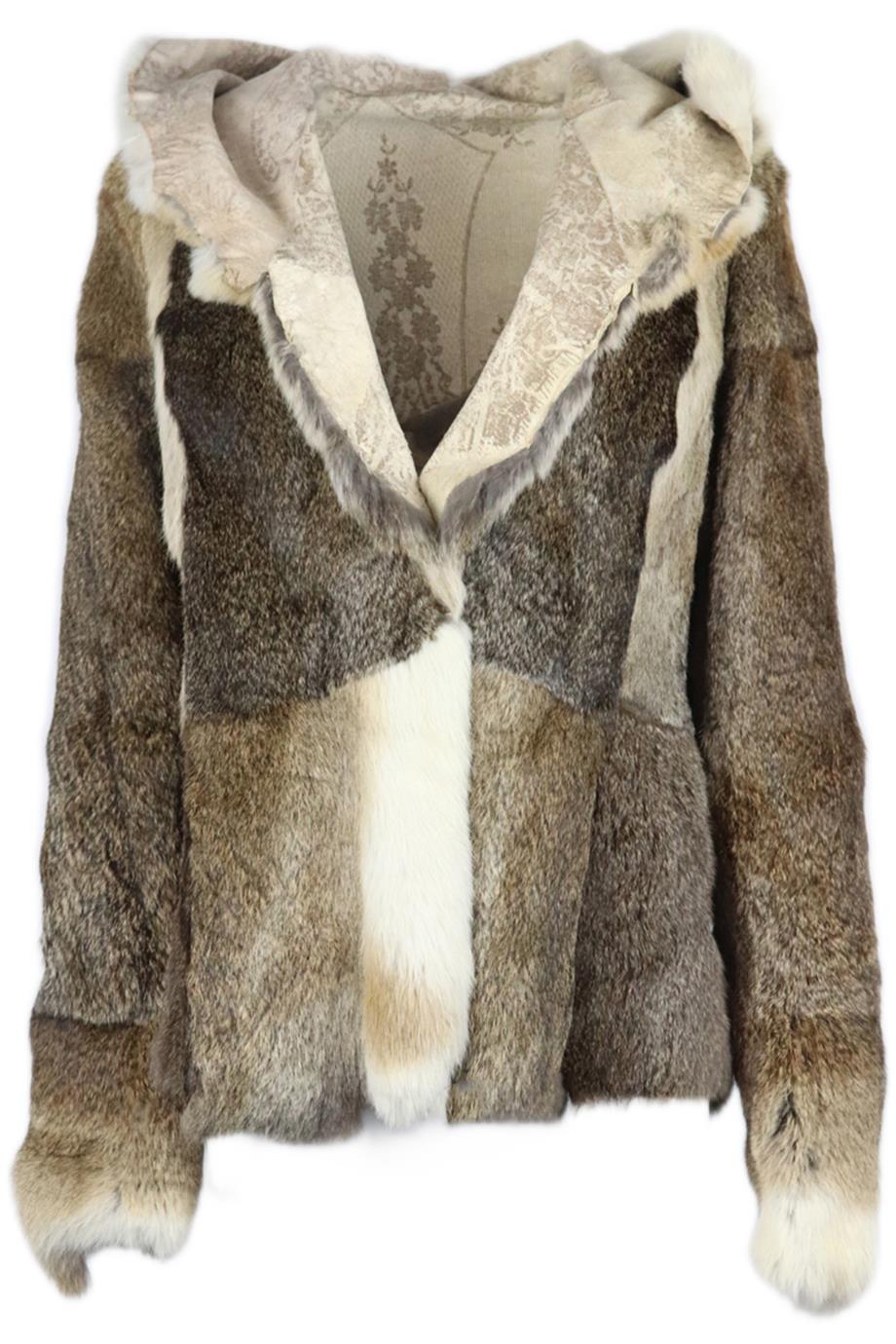 SAM RONE HOODED RABBIT FUR JACKET SMALL