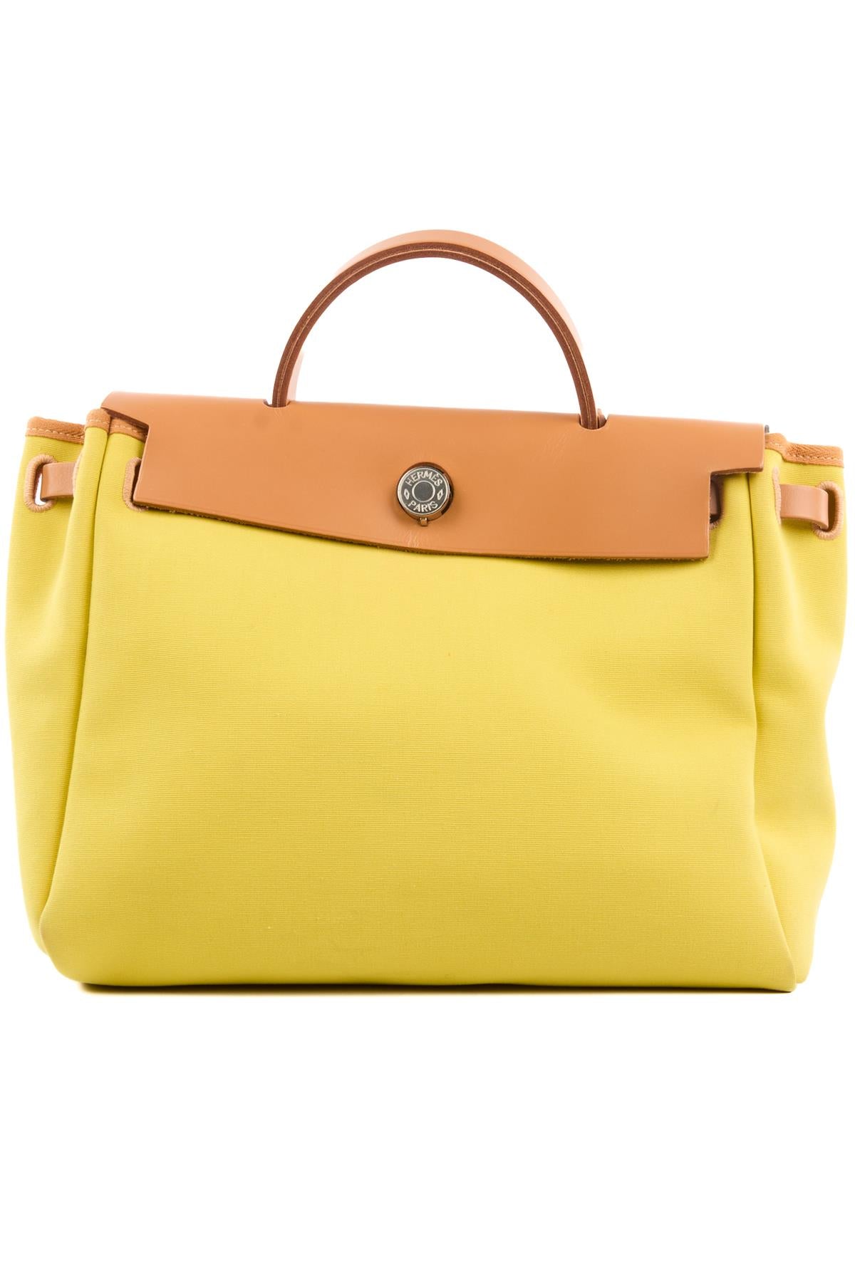 HERMÈS YELLOW 2020 HERBAG 31 CANVAS SHOULDER BAG IN JAUNE CITRON