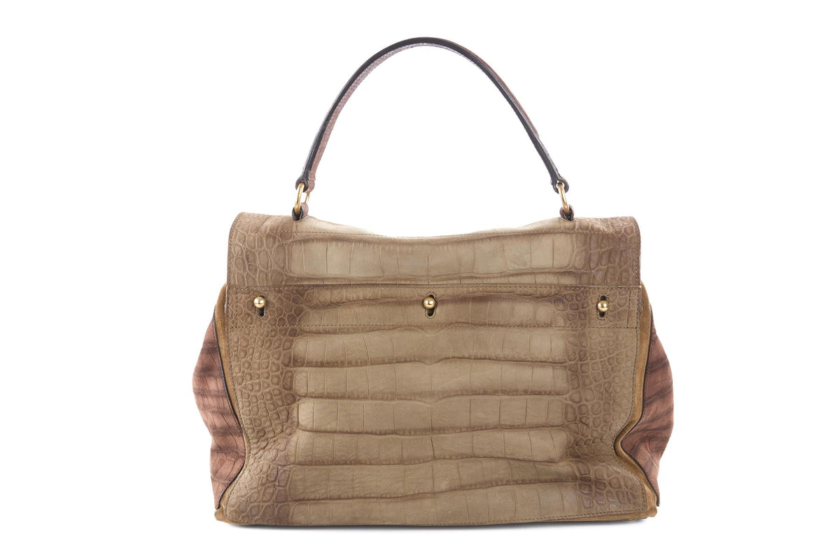 YVES SAINT LAURENT BROWN MUSE TWO SUEDE TOTE BAG