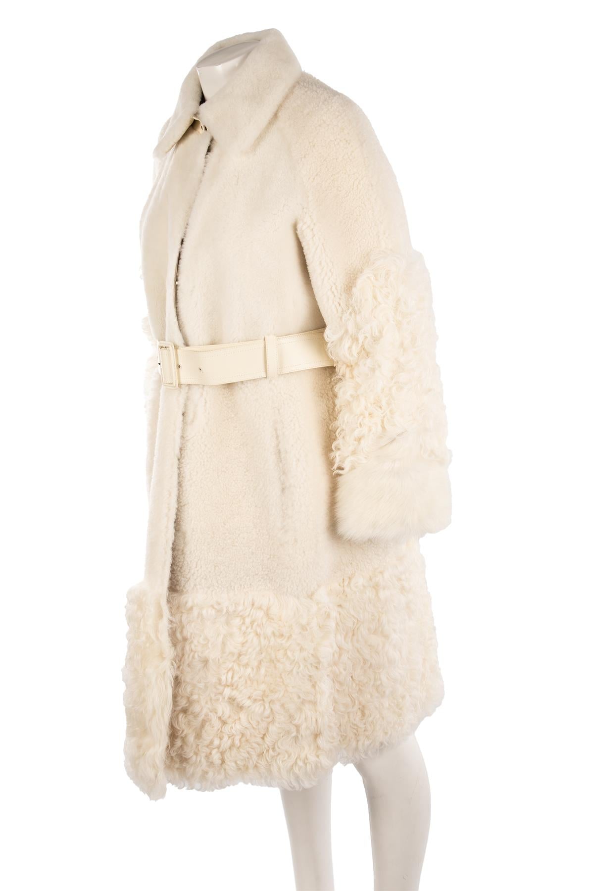 CHRISTIAN DIOR WHITE SHEARLING COAT FR 42 UK 14
