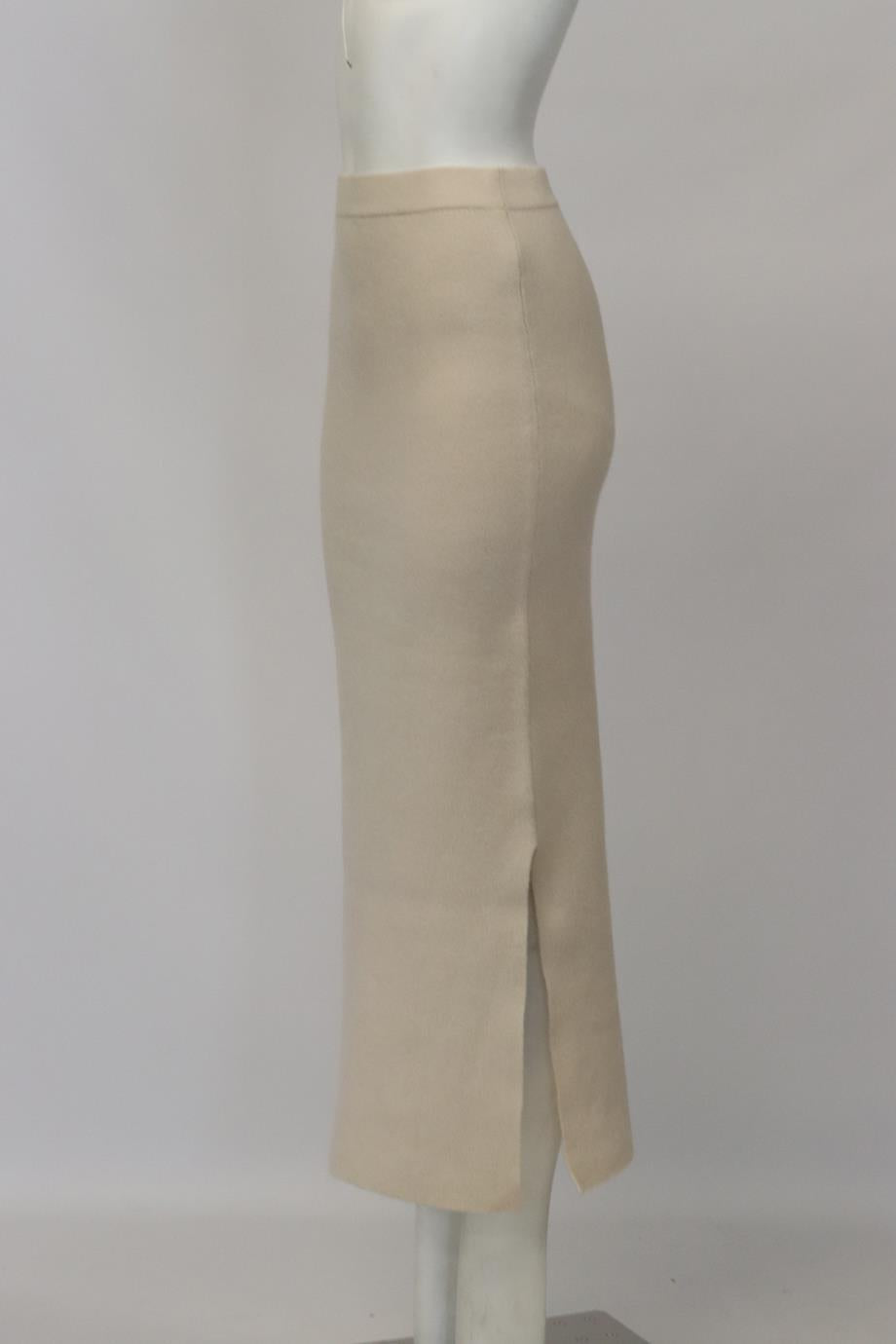 ALLUDE WOOL AND CASHMERE BLEND MIDI SKIRT SMALL