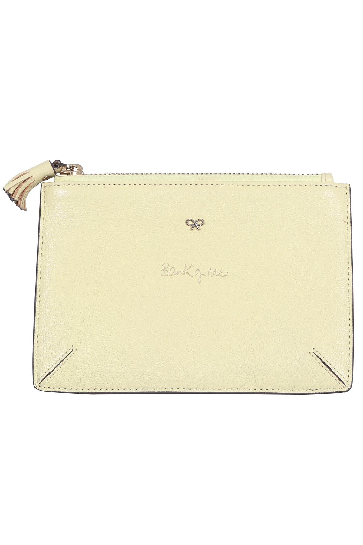 ANYA HINDMARCH YELLOW BANK OF ME LEATHER PURSE