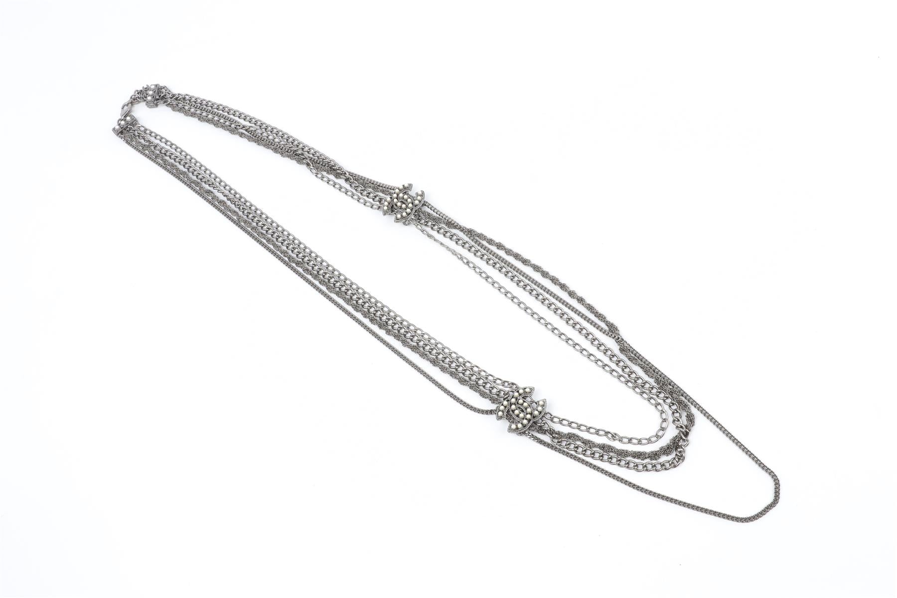 CHANEL GREY 2014 CC CHAIN NECKLACE