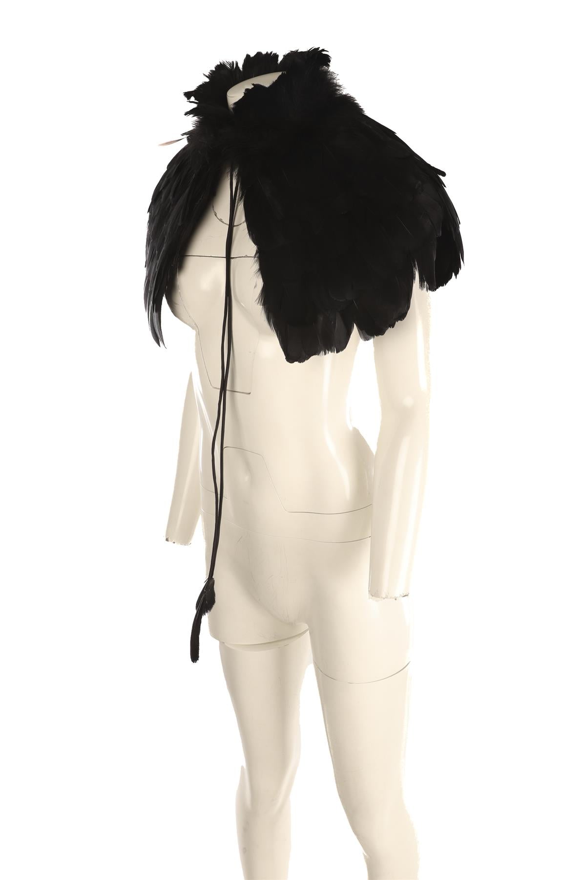 ALEXANDER MCQUEEN BLACK 2009-2010 FEATHER CAPE IT 42 UK 10