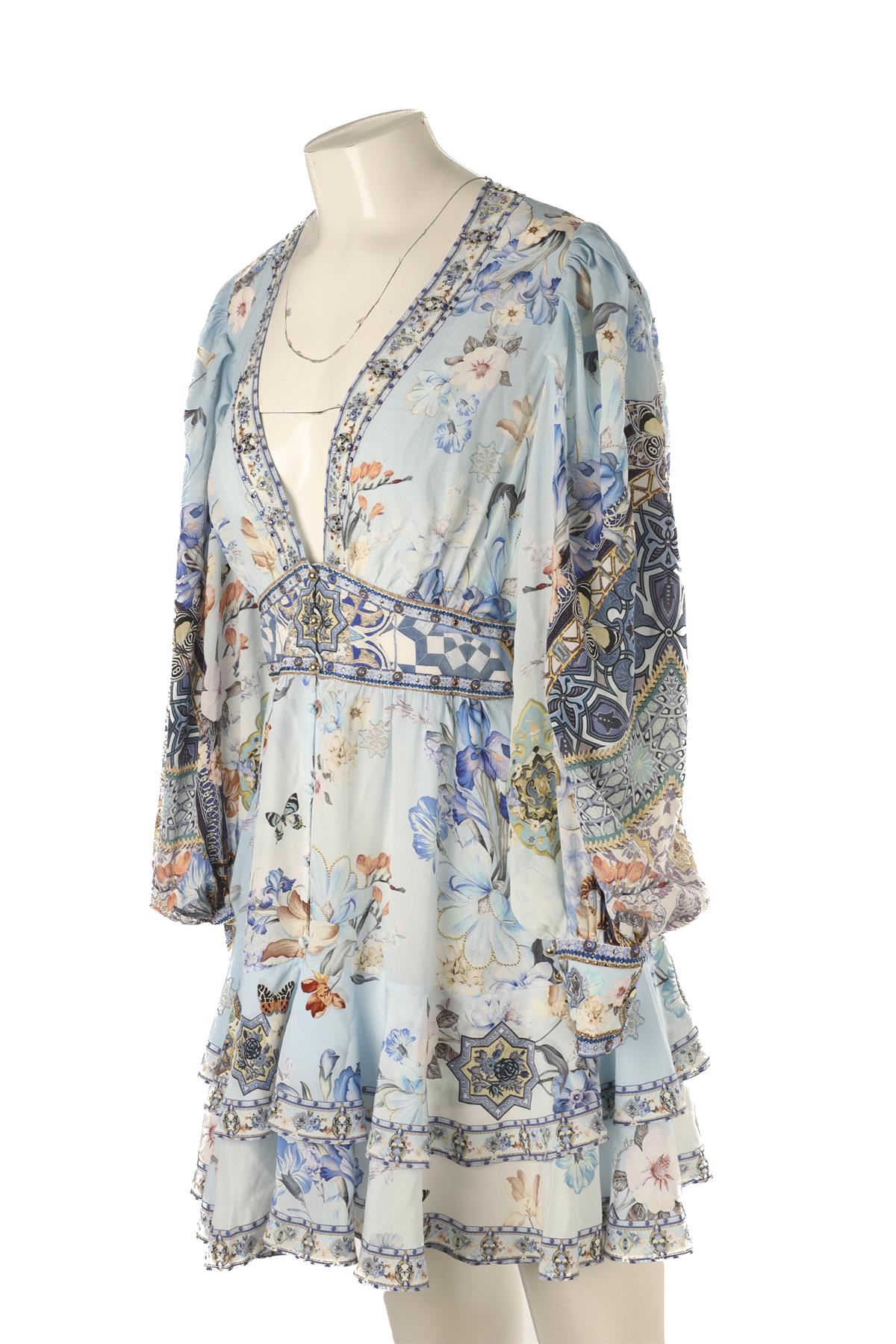 CAMILLA BLUE SILK MINI DRESS MEDIUM
