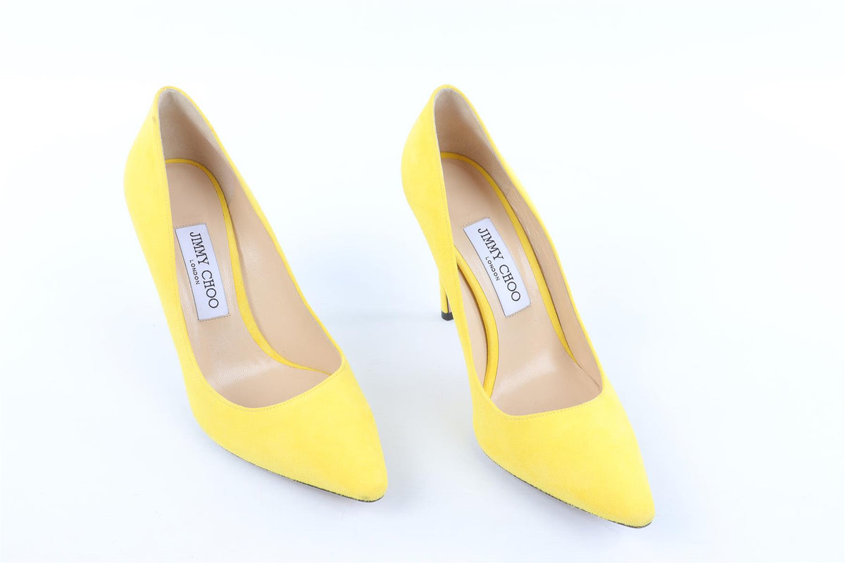 JIMMY CHOO YELLOW SUEDE PUMPS EU 38.5 UK 5.5 US 8.5