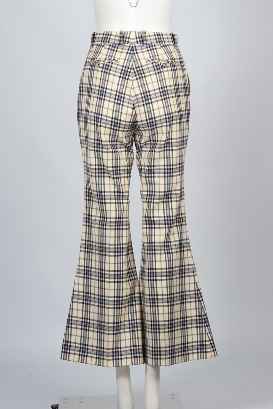 GUCCI CHECKED WOOL FLARED PANTS IT 40 UK 8