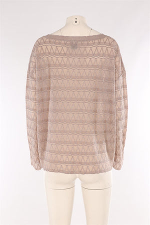 M MISSONI TAUPE CROCHET SWEATER MEDIUM