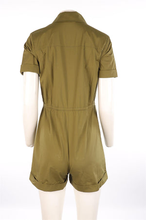 STAUD GREEN COTTON PLAYSUIT XSMALL