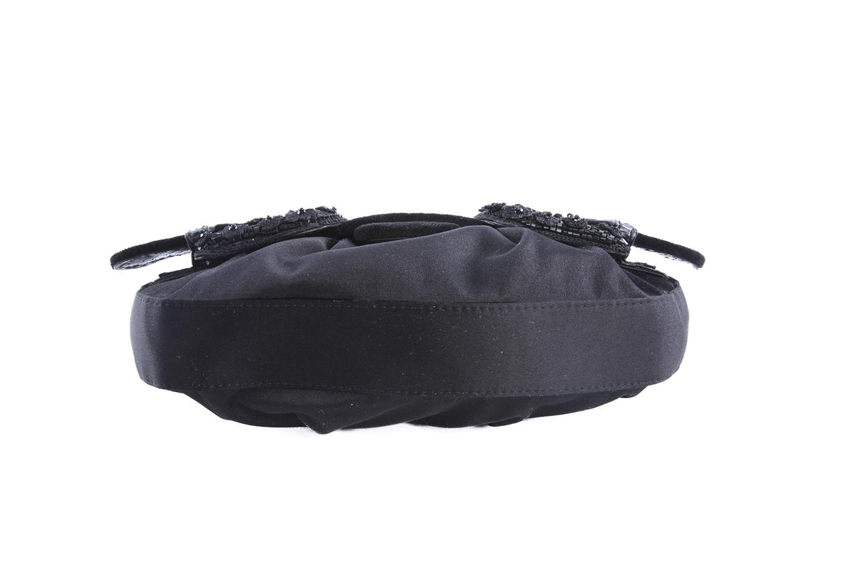 FENDI BLACK 2006 B BIS MINI SATIN CLUTCH
