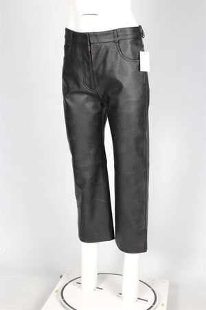 STELLA MCCARTNEY BLACK FAUX LEATHER STRAIGHT LEG PANTS IT 42 UK 10