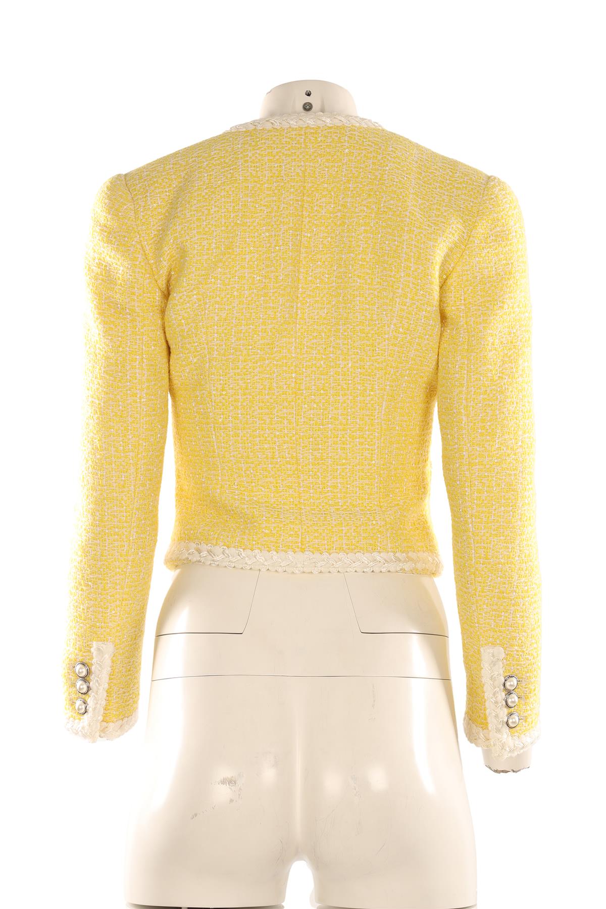 ALESSANDRA RICH YELLOW TWEED JACKET IT 40 UK 8
