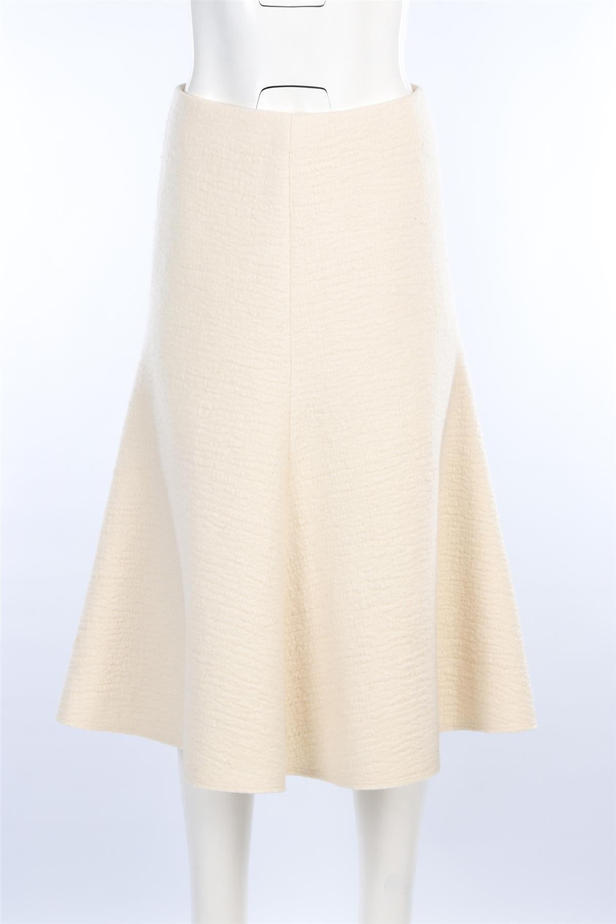 CHLOÉ CREAM WOOL MIDI SKIRT FR 36 UK 8